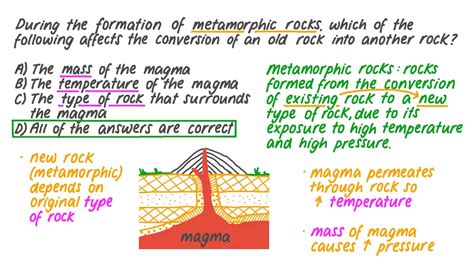 Question Video: Determining Which Factors Affect the Formation of Metamorphic Rocks | Nagwa