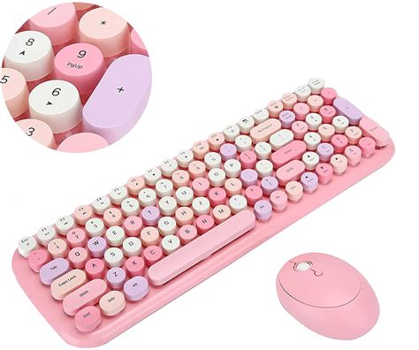 Wireless Keyboard Mouse Set Cute Pink ABS Long-Distance Transmission Widely Compatible with ...