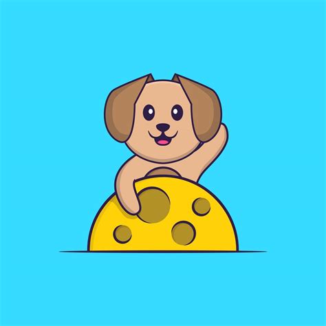 Cute dog is on the moon. Animal cartoon concept isolated. Can used for ...