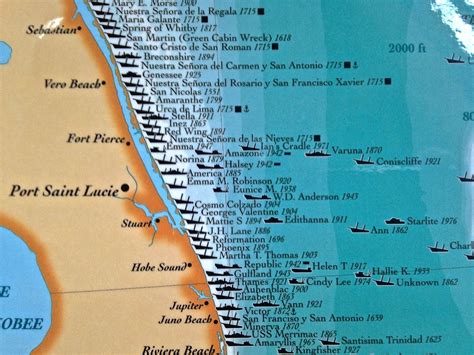 Treasure Coast Shipwrecks Map - Park Boston Zone Map