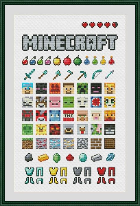 Minecraft Inspired Sampler Cross Stitch Pattern | Craftsy | Cross stitch patterns, Stitch ...