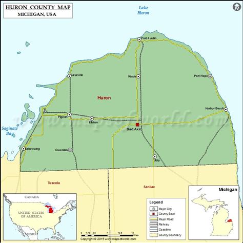 Huron County Map, Michigan