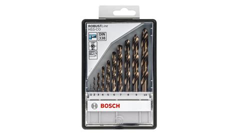 2607019925 | Bosch 10-Piece Twist Drill Bit Set for Metal, 10mm Max, 1mm Min, HSS-Co Bits | RS