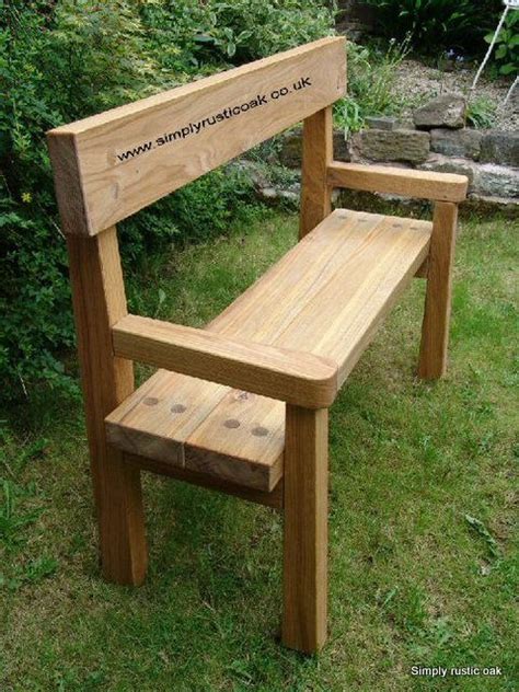 Rustic Oak Garden Bench With Back Rest And Arms | Simply Rustic Oak ...