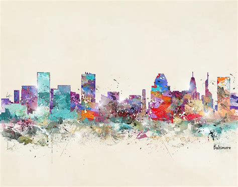 Baltimore Maryland Skyline Painting by Bri Buckley - Fine Art America