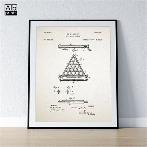 Snooker Table Decor Set of 6 Posters Pool Patent Pool - Etsy