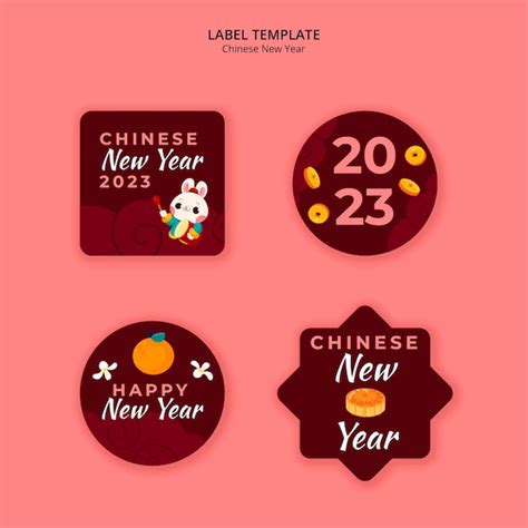 Free PSD | Chinese new year celebration labels template