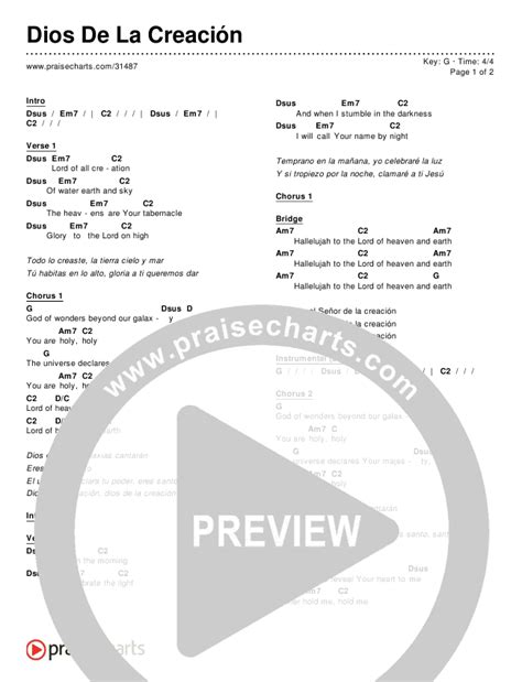 Dios De La Creación (God Of Wonders) Chords PDF () - PraiseCharts