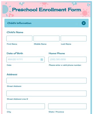 Preschool Enrollment Form Template | Jotform