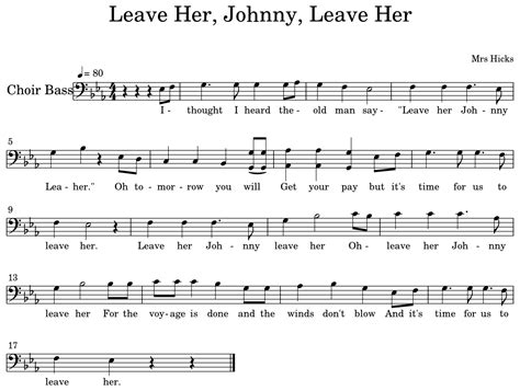 Leave Her, Johnny, Leave Her - Sheet music for Choir Tenor