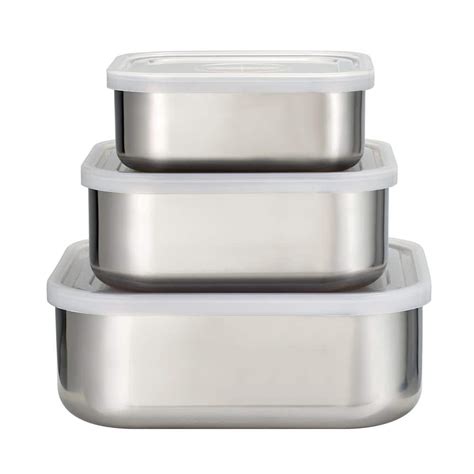 Tramontina 3Pc Stainless Steel Covered Square Container Set - Frosted Lids 80204/019DS - The ...