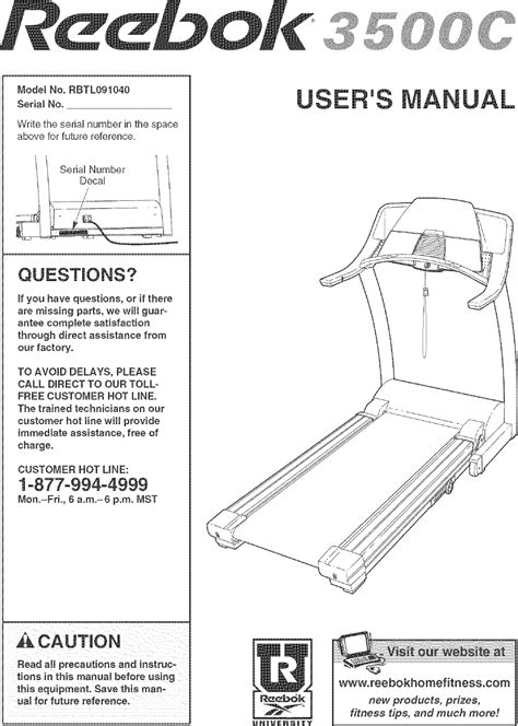 REEBOK Treadmill Manual L0520513