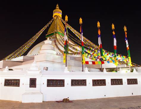 Night View of Boudha or Bodhnath Stupa in Kathmandu Stock Photo - Image ...