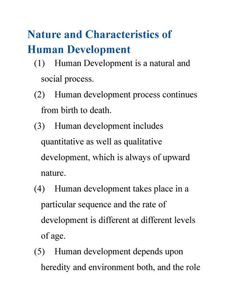 Nature and Characteristics of Human Development - Nature and ...