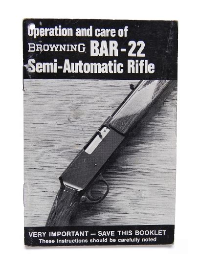 Browning BAR-22 Semi-Automatic Rifle Manual. Original - Custom Shop