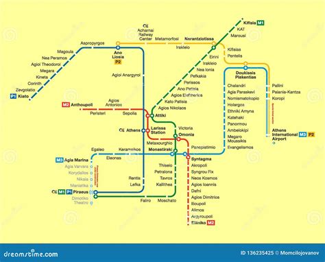 Illustration Picture Of A Athens Metro Map Cartoon Vector ...