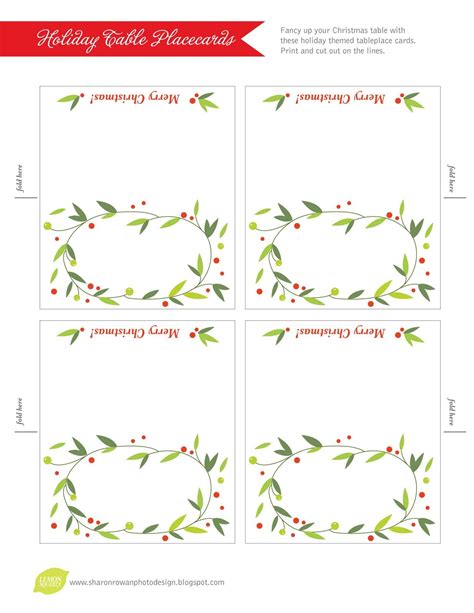 Free Printable Christmas Place Cards Template - Printable Word Searches