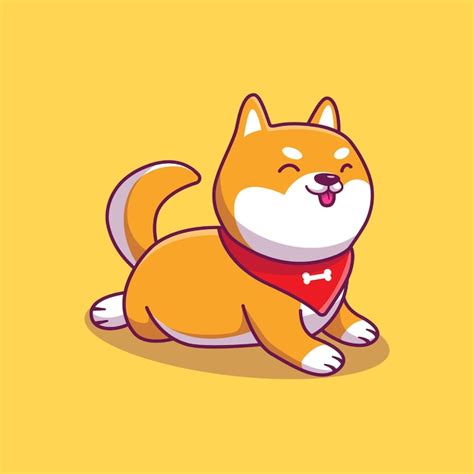 Premium Vector | Cute dog shiba inu icon illustration. animal icon concept isolated . flat ...