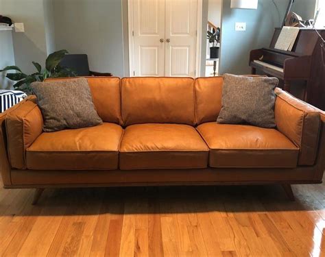 Tan Leather Sofa | Timber Charme Tan Sofa | Article | Sofa, Tan leather ...