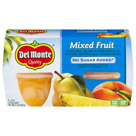 Save on Del Monte Fruit Cups Mixed Fruit No Sugar Added - 4 ct Order Online Delivery | Giant