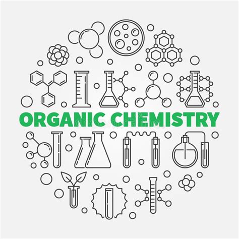 Organic Chemistry Vector Colored Outline Round Illustration Stock ...