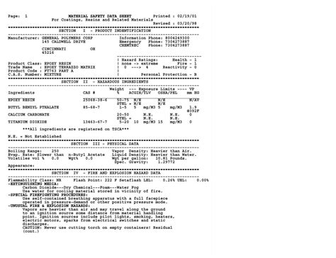 1 MATERIAL SAFETY DATA SHEET MATERIAL ... - General Polymers