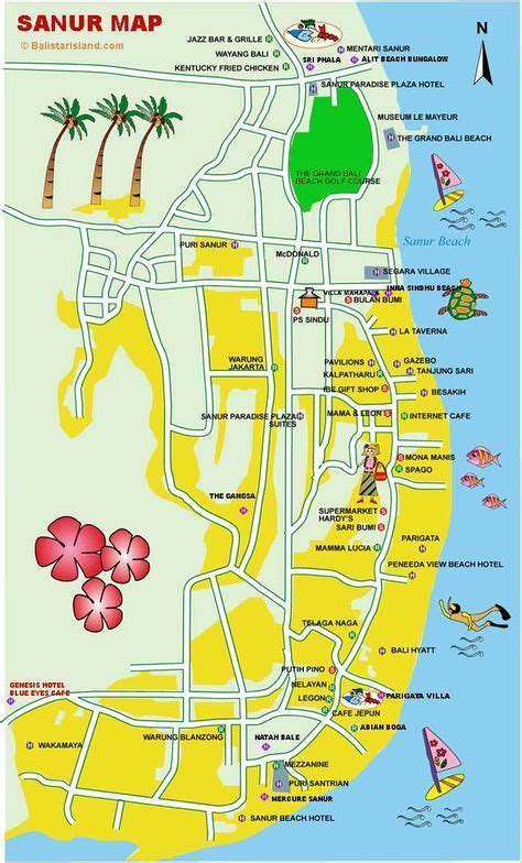 street map sanur bali, hotel map sanur bali, bali tourism map, bali hyatt sanur map, sanur ...