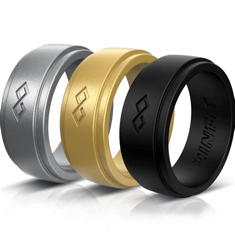 Rinfit - Silicone Wedding Rings for Men by Rinfit - Infinity Collection - Silver, Gold, Black ...