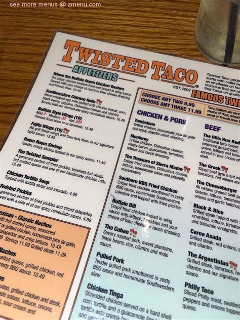 Online Menu of Twisted Taco Restaurant, Fayetteville, Georgia, 30214 ...