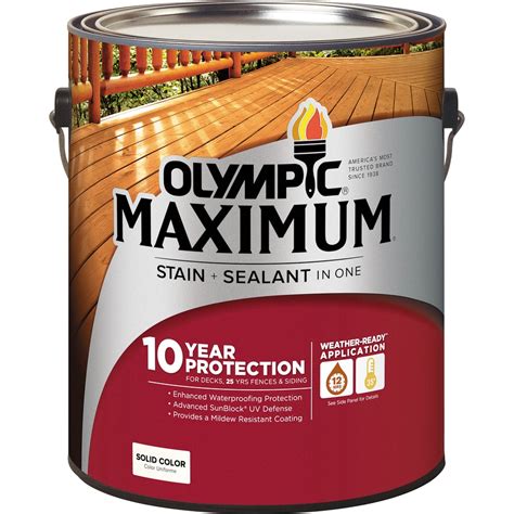 Olympic MAXIMUM Tintable White and Base 1 Solid Exterior Stain and Sealer (Actual Net Contents ...