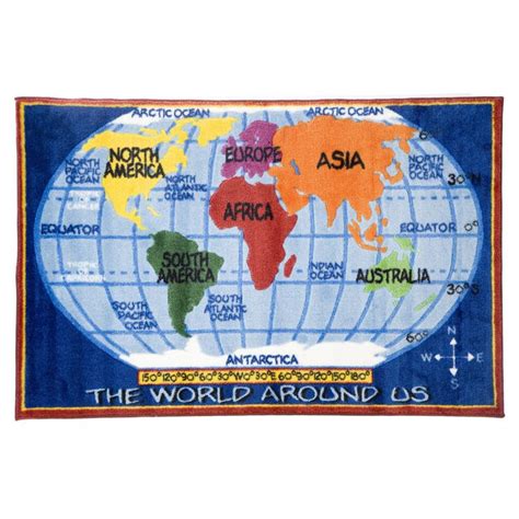 L.A. Rug World Map Kids Area Rug | Kids area rugs, World map rug, Map rug