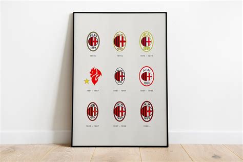 AC Milan Badge Logo Evolution Retro History Print AC Milan - Etsy