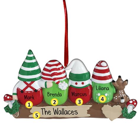 Personalized Gnomes Family - 4 Christmas Ornament