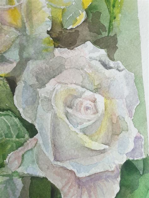 WHITE Rose Watercolor Painting ORIGINAL Roses Watercolor | Etsy