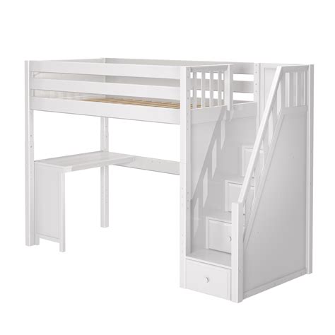 Twin high loft bed with stairs corner desk natural panel – Artofit