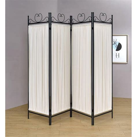 Coaster 4 Panel Folding Screen Room Divider, White Fabric, 69.75"h - Walmart.com - Walmart.com