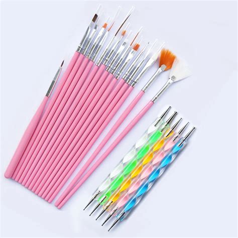 nail brush Art Brushes Set 20pcs Design DIY Nail Dotting Tools Professional Nail Art Painting ...