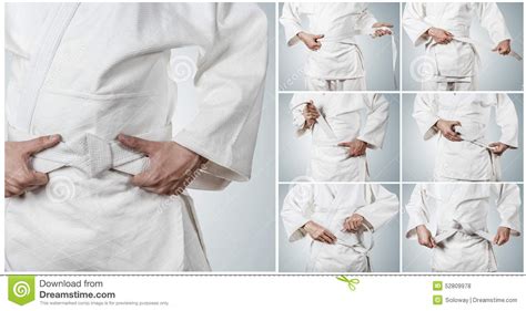 Karateka Belt Tying Step by Step Pictures Stock Photo - Image of aikido ...