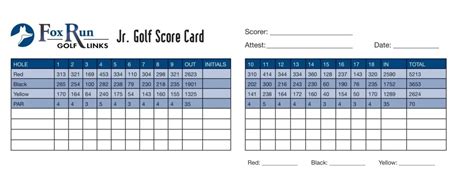 Scorecard - Fox Run Golf Links