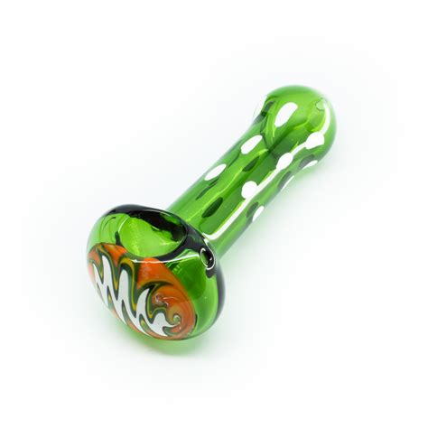 Handblown Glass Spoon Weed Pipes - Green with Swirls - 4 Inches | Smokesy Weed Pipes - Smokesy ...