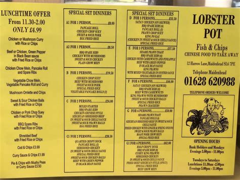 Menu at Lobster Pot fast food, Maidenhead