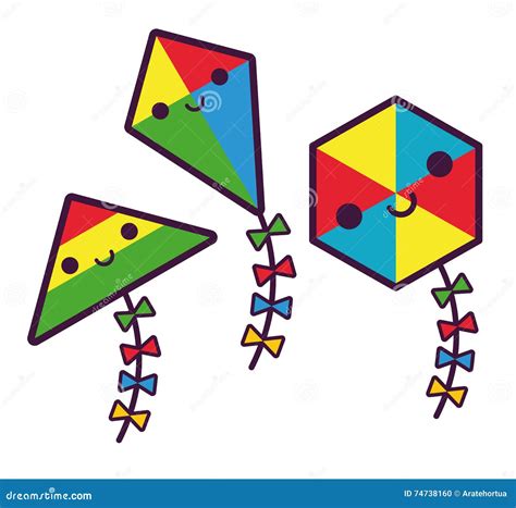 Set of Cute Cartoon Kites Isolated Stock Illustration - Illustration of ...