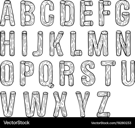 Wood font Royalty Free Vector Image - VectorStock