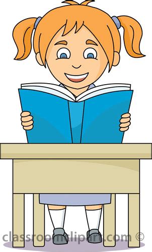 School Clipart - student_reading_at_desk - Classroom Clipart