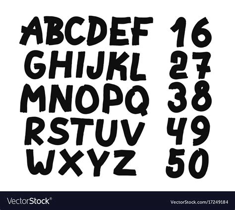 Hand drawn letters and numbers font Royalty Free Vector