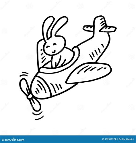 Cute Rabbit Flying on an Airplane. Stock Vector - Illustration of card, hare: 132910374