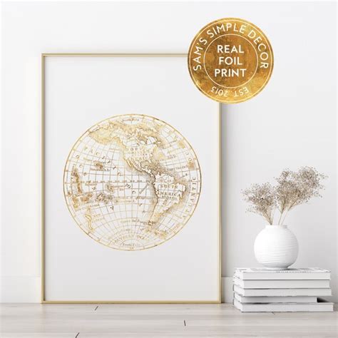 Gold Foil World Map - Etsy