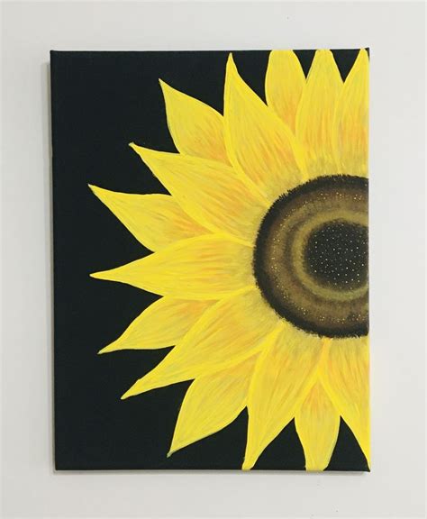 Sunflower painting | Black canvas paintings, Black canvas art, Black ...