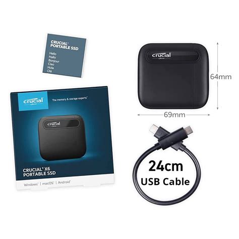 Crucial X6 1TB Portable SSD 800Mbps for PC and Mac