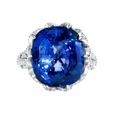 4.32 Ct Royal Blue Ceylon Sapphire Cocktail Ring in 18K White Gold For Sale at 1stDibs